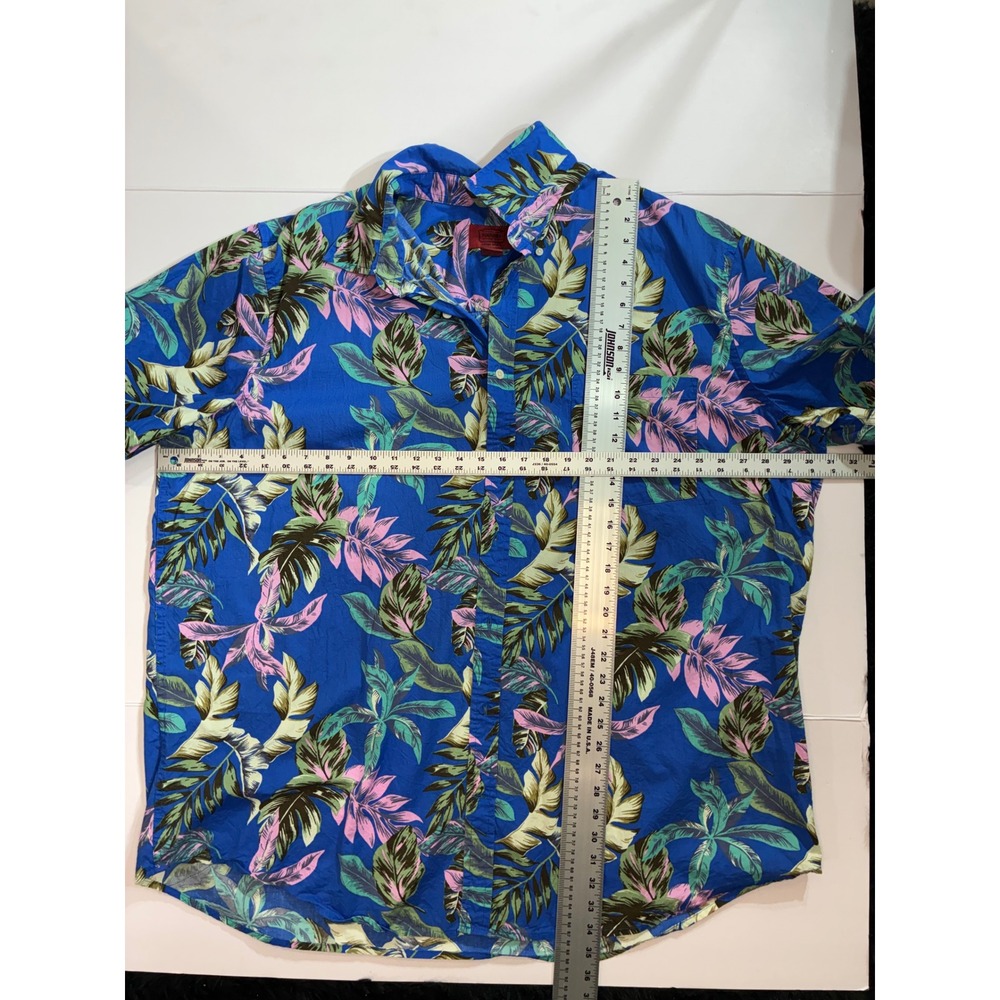 The Foundry Shirt Young Mens 3XLT Blue Tropical Floral Cotton Button Down - Picture 5 of 5
